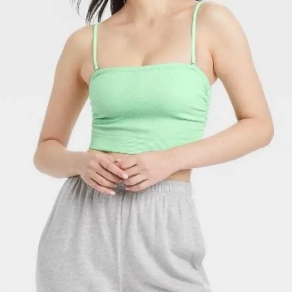 Closie Mint Green Ruche and Ribbed Removable Straps Bandeau Tube Top SKU0522,
